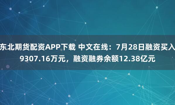 东北期货配资APP下载 中文在线：7月28日融资买入9307.16万元，融资融券余额12.38亿元