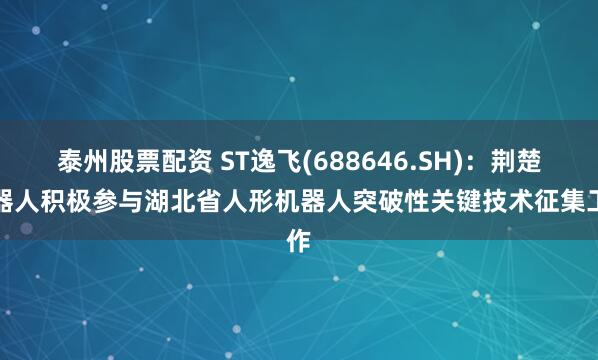 泰州股票配资 ST逸飞(688646.SH)：荆楚机器人积极参与湖北省人形机器人突破性关键技术征集工作